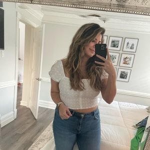 White crop blouse